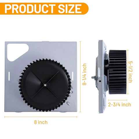 Upgrade Motor Assembly For 676D 2676F A S97015157 product size description with fan dimensions and side view