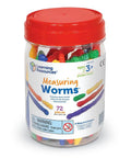 Measuring Worms Counting Toy Set For Kids, 72 colorful squishy worms in a clear jar with red lid, for toddlers ages 3 and up