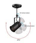 Track Lighting Kit With Four Adjustable Heads Semi Flush Mount Ceiling Light Black Finish Dope LED Track Fixture showing rotation angles