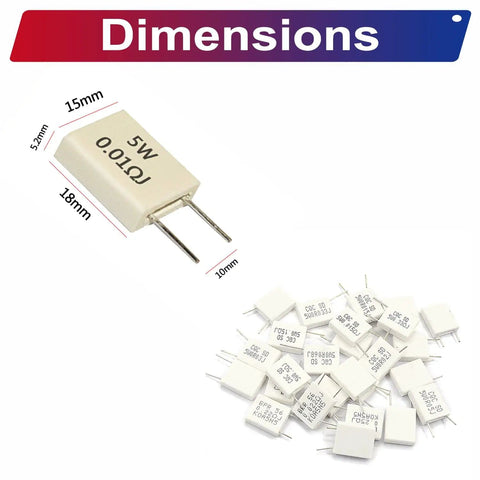 Ceramic Cement Resistor Kit 5W DIY Assortment Pack With 0.05 Ohm To 1 Ohm Values Includes 10 Types And 49 Pieces High Precision Tolerance
