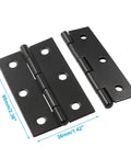 Top Tier Black Metal Butt Hinges, Smooth Folding Action Measures Two Point Three Six By One Point Four Two Inches, showing dimensions.