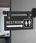 Unisex Restroom Sign Double Sided With Left Arrow For Men And Women All Gender Wall Mount Corridor Toilet Sign For Home And Office