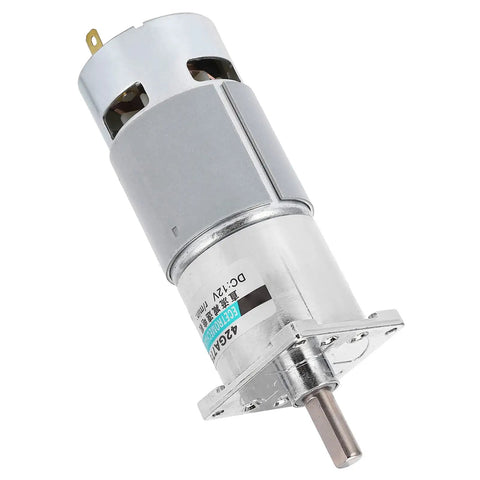 Solid 42GA775 DC Gear Motor 12V Low Speed Reversible CW CCW With All Metal Gears Overcurrent Protection for Automation And Robotics Builds, 42mm size.