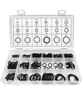 Open box showing O Ring Pro Grade Assortment Kit 225 Pcs 18 Sizes Heat And Oil Resistant NBR Rubber Sealing Gaskets compartments.