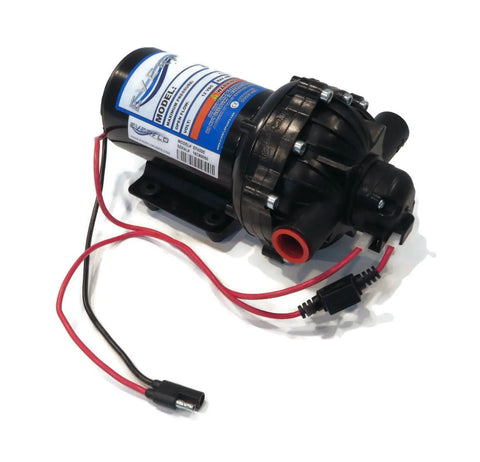 Rock Solid 12 Volt Diaphragm Pump Cracking Out Four Gpm for zero sweat fluid moving, featuring NPT ports and tough construction.