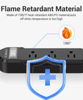 Weatherproof Outdoor Power Strip With Three Outlets And A Six Foot Extension Cord IPX6 Rated, flame-retardant material