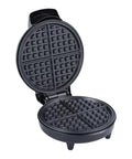 Fonowx Electric Waffle Maker And Sandwich Press 1200W Nonstick Plate open showing dual cooking surfaces for waffles.