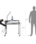 Versa-Cut 2 By 2 CNC Plasma Table For Metal Cutting With Garage-Grade Precision next to silhouette for size comparison
