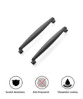 Solid 6-1/4 Inch Matte Black Cabinet Handles Set Of 30 For Kitchen Cabinets And Drawers Cupboard Hardware Beefy Metal Pulls With 6-1/4 Inch Center To Center Easy Install showing scratch resistance, anti-fingerprint, oleophobic coating properties