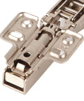 Close-up of Zinc Alloy Full Overlay Cabinet Hinges With 110 Degree 3D Adjustable Mounting Plate Clip Top Smooth Close mechanism