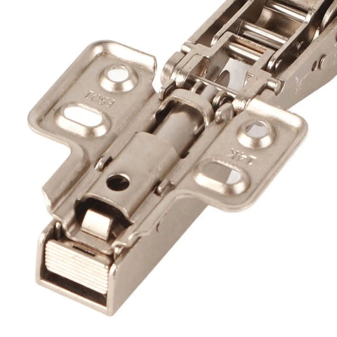 Close-up of Zinc Alloy Full Overlay Cabinet Hinges With 110 Degree 3D Adjustable Mounting Plate Clip Top Smooth Close mechanism