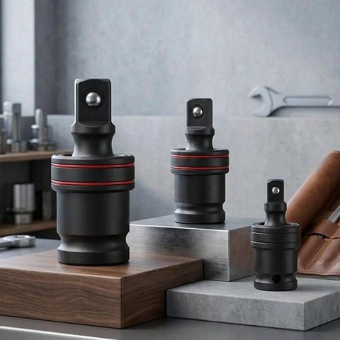 Get Your Car Running Smooth With This 3 Piece Swivel Socket Set Featuring 1/2, 3/8, And 1/4 Inch Drive Sizes Perfect For Tight Spaces With Ball Joint Adapter And Chrome Steel Build For Pros. 3-piece chrome steel swivel socket set with 1/2, 3/8, and 1/4 inch drives