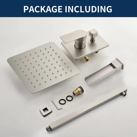 Matte Black Shower Faucet Set With Waterfall Tub Spout, Wall Mounted Tub And Shower Trim Kit With Rough-In Valve, 1/2 Inch NPT