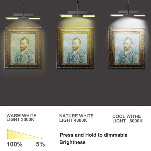 Wireless Picture Light 13 Inch Battery Powered With Remote And Timer, Dimmable Art Light for Paintings with 3 Color Temperatures