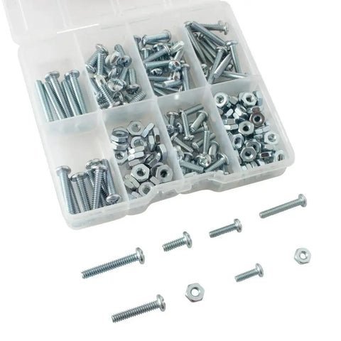 182 Piece Zinc Plated Machine Screws And Nuts Assortment Kit With Storage Case for DIY