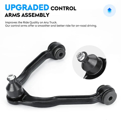 Beefed Up Front Upper Control Arm With Ball Joint Universal Fit For Chevy Silverado Cadillac Escalade ESV EXT Avalanche Express Suburban Tahoe GMC Savana Sierra Yukon XL 1500 2500 1999 To 2006 black steel control arm with ball joint