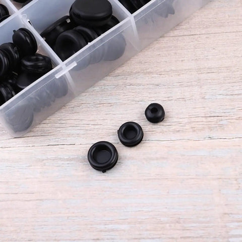 125 Piece Rubber Grommet Seal Ring Set In Plastic Box Black For Faucets Hoses Drains And Panels DIY Friendly Gasket Kit Heat Resistant Ultra Elastic Seals Storage Case Included, black rubber seals