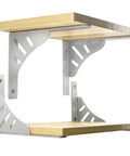 2 Pack Heavy Duty Floating Shelf Brackets Stainless Steel Wall Mount Corner Supports With Screws Rugged Triangle Design showing mounted shelves.