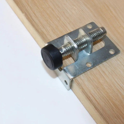 Close-up of 4 Pack Adjustable Furniture Leveling Feet With Carbon Steel Core And Nylon Caps installed on wood surface