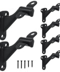 Heavy Duty Adjustable Handrail Brackets For Stairs Zinc Alloy Construction Matte Black Finish Indoor Outdoor Railing Support six pack with screws.