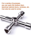 Ten Piece Electrical Cabinet Key Set With Rustproof Zinc Alloy Four Way Utility Keys; cross view showing key ends