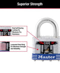 Outdoor Padlock With Key One And A Half Inch, 4 Pack Keyed Alike showing laminated steel body and hardened shackle