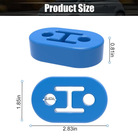 Blue Beefed-Up EPDM Exhaust Hangers For Muffler Bushing Insulator, Heavy-Duty Shock Absorbent Bracket, 73x47x21mm, size view