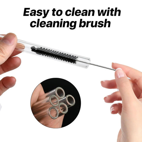 Cleaning brush inserted into clear glass tube from Twenty Pcs Four Inch Borosilicate Glass Blowing Tubes Clear Glass For Blowing Lampworking Crafting