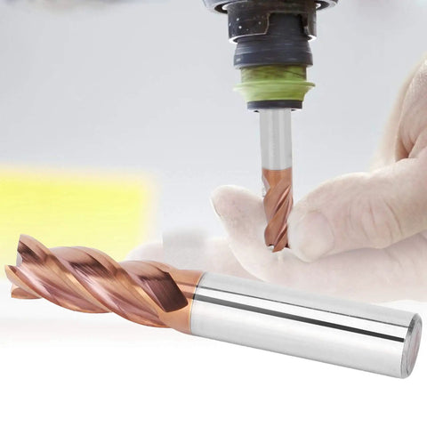 4 Flute End Mill CNC Milling Cutter Tool For Metal Engraving Tungsten Steel Micro Carbide in hand with close-up view