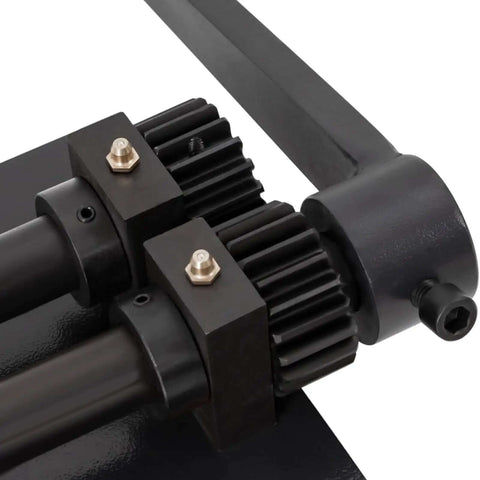 Close-up of Heavy Duty Pro Sheet Metal Bead Roller with gear mechanism, showing durable carbon steel construction for auto panels.