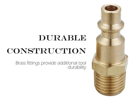 Brass air hose quick-connect plug with MNPT 1/4 in male thread