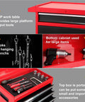 Five Drawer Rolling Tool Chest With Lockable Cabinet On Heavy Duty Wheels showing organized tool storage features