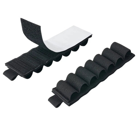 Ten Pack Seven Round Side Saddle Shell Carrier For 12 And 20 Gauge Shotguns With MOLLE Pouch And Hook And Loop Fastener, black nylon