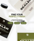 Top Shelf Water Based Acrylic Sealer For Concrete And Cement Crafts Low Gloss bottles showcasing matte and high gloss formulas.