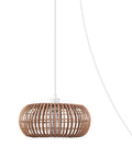 Fitz 1-Light Pendant Light With Blonde Rattan Shade And White Socket, Plug-In Or Hardwire Ceiling Mount, Japandi Minimalist Vibe