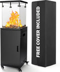 41,000 BTU Propane Patio Heater With Lockable Wheels And Weather Cover, CSA Certified, smokeless stainless steel design