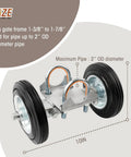 Heavy Duty Gate Wheel 6 Inches With Rubber Roller For Metal Tube Gates And Driveway Fences, Sliding Gate Roller shown in dimensions