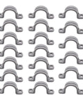 Half Inch PVC Pipe Strap Clamp Kit, 2-Hole Conduit Supports, 20 Rust-Resistant Gray Mounts for Electrical Wiring