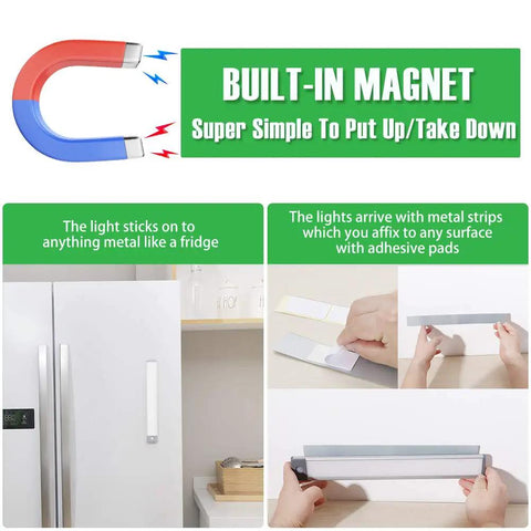 Built-in magnet feature for Lit 54 LED Under Cabinet Lights USB Rechargeable Kitchen Night Light installation