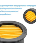 Eight Pack Air Compressor Filter Elements For Replacement Pro Grade Intake Filters With Nine Fold Design For Superior Dust Filtration And Quiet Operation Silencer Muffler Parts In Yellow 59 mm By 50 mm By 25 Mm showing filter texture