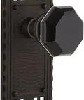 Old School Craftsman Plate Passage Waldorf Black Door Knob Set In Oil Rubbed Bronze, solid brass plates, non-locking door