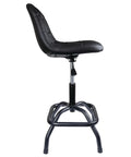 Side view of Pneumatic High Back Adjustable Swivel Bar Stool With Back Support For Home Bar And Shop Black Foam Padded Seat