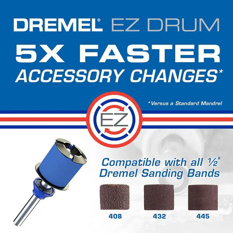 70-Piece Do-It-All Rotary Tool Accessory Set With Storage Kit Featuring EZ Lock And EZ Drum shown with sanding bands