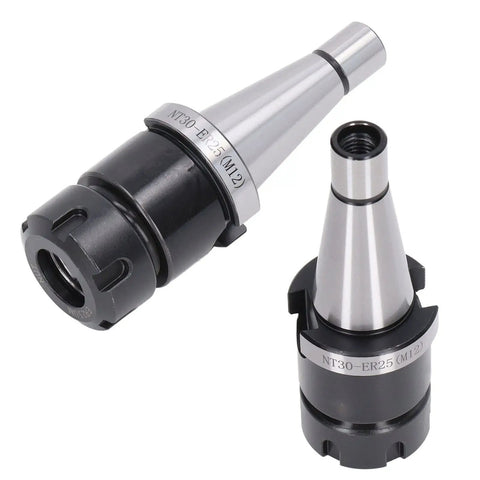 Heavy Duty Er25 Collet Chuck Holder With M12 Screw For Cnc Milling Machine in polished steel and black, showcasing precision design.