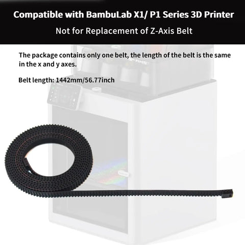 Open 2GT Timing Belt Kit For P1P P1S X1 X1C X1E 1442mm Length Rubber Fiberglass Drive Belt 2 Pieces For Next Level Precision 3D Printer Motion Transmission And Low Noise, 1442mm belt
