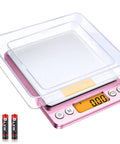 0.01g High Precision Kitchen Scale With 500g Capacity Portable Digital Scale LCD Display Tare Function Dual Tray Batteries Included Pink