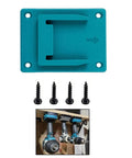 Space Saving Wall Mounted Power Tool Rack For Cordless Drills And Impact Drivers Secure Garage Workshop Wall Mount Holder For 14V 18V Tools Fits Wall Ceiling Or Mobile Workstations in blue plastic with screws included.