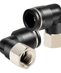 Heavy Duty One Half Inch Push To Connect Female Elbow Fittings 90 Degree For Pneumatic Systems Copper And Plastic One Half Inch Tube Outer Diameter To One Half Inch NPT Thread Pack Of Two