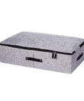 Built Tough Foldable Storage Tubs With Slick Glide Bottom For Easy Tucking Under Beds And Closets, gray fabric with handles.