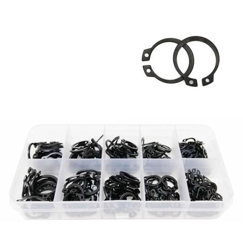 All In One External Circlip Snap Ring Assortment Kit M5 To M20, 500Pcs stainless and carbon steel in plastic case